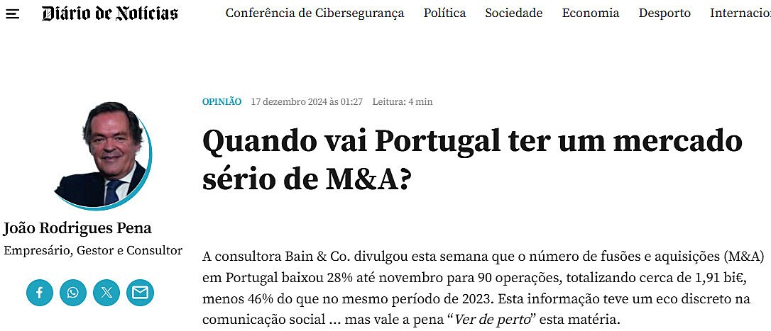 Quando vai Portugal ter um mercado srio de M&A?